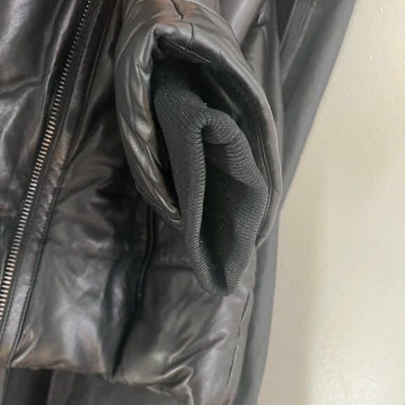 MACKAGE INGRID BLACK LEATHER DOWN COAT WITH FUR HOOD - Picture 5 of 14